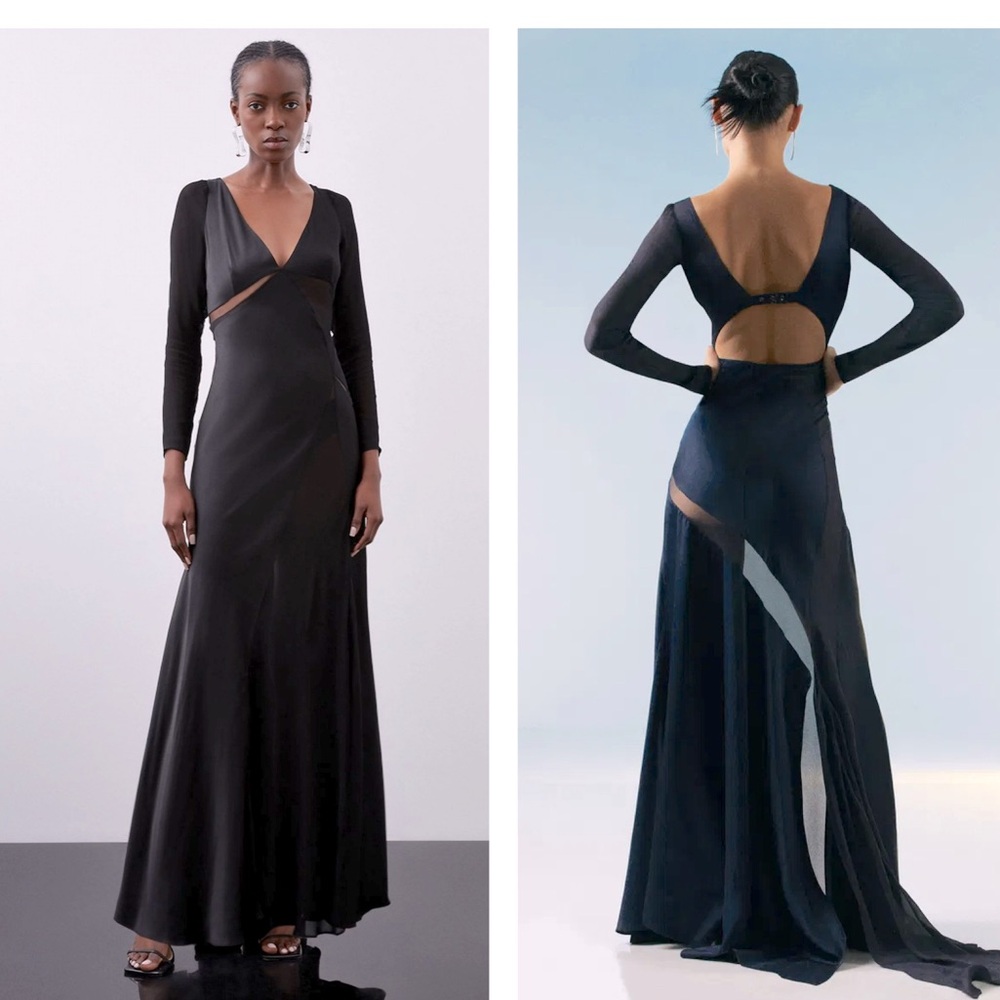 Karen Millen x OOTO London Asymmetrical Sheer Panel Gown